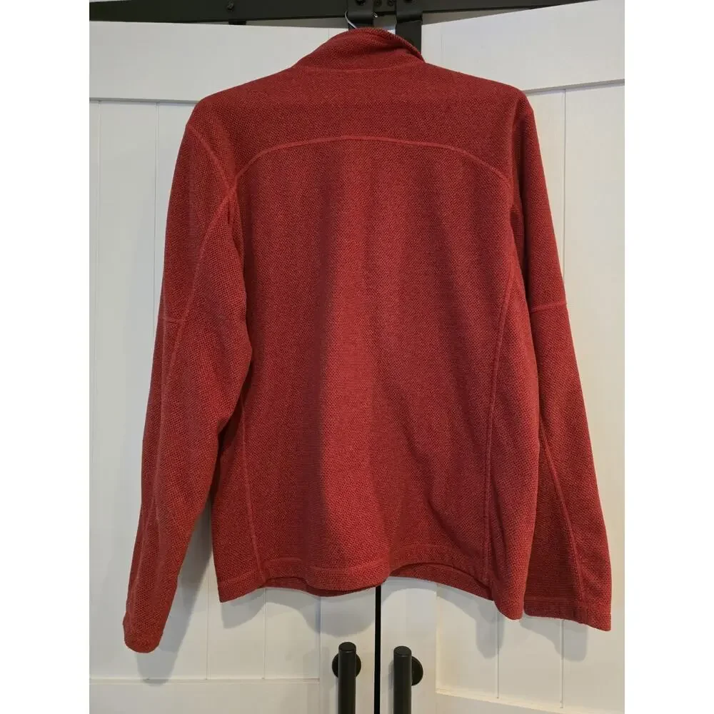 The North Face Men's Large Full Zip Textured Fleece Jacket Red Hiking Outdoor